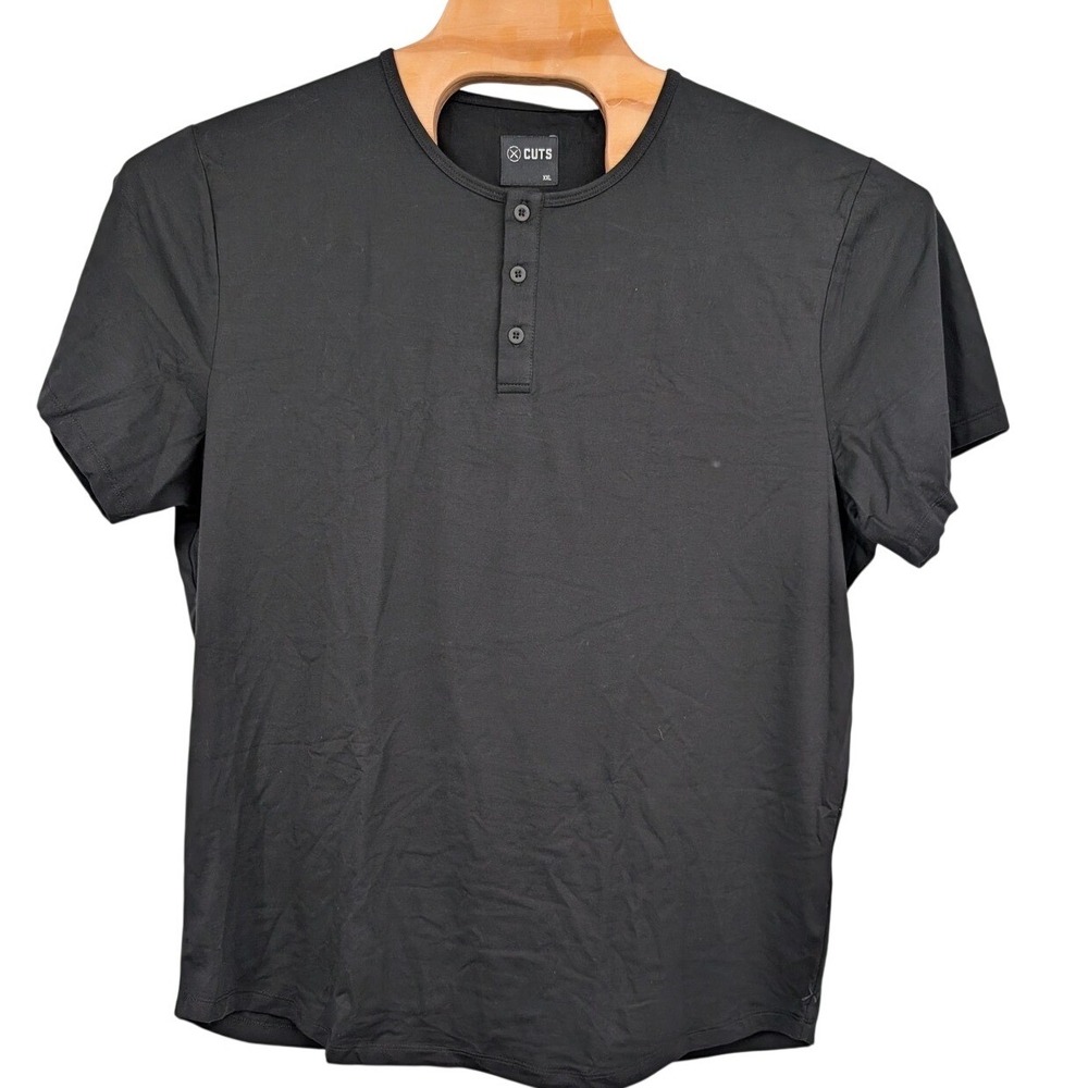 Cuts Clothing Curve-Hem Henley T-Shirt NWT Black Short Sleeve Men's XXL